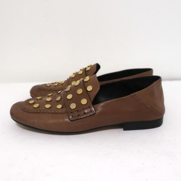 Isabel Marant Feenie Convertible Loafers Brown Studded Leather Flats Size 36 - Picture 6 of 10